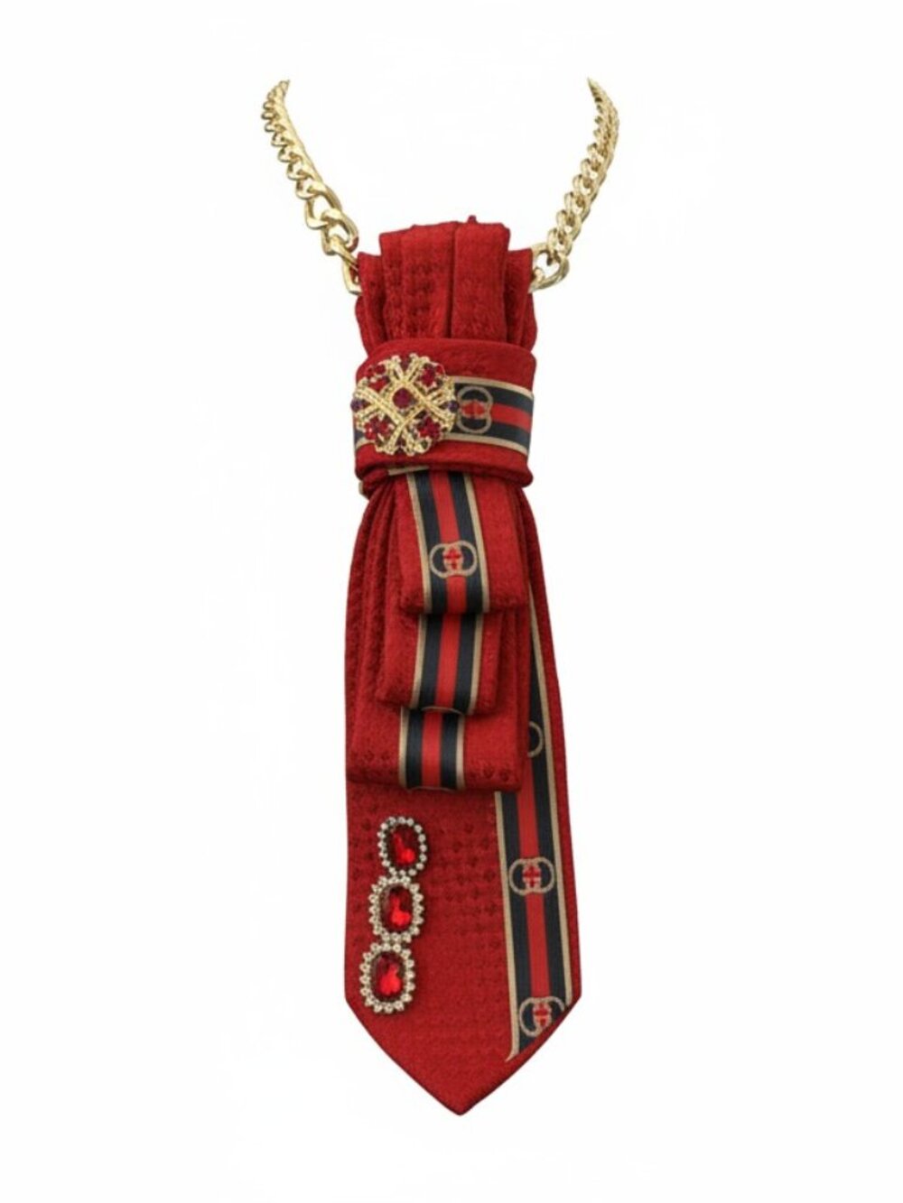 Red Designer Tie Necklace